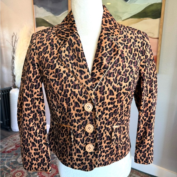 MetroStyle Corduroy Leopard Blazer - Picture 1 of 7